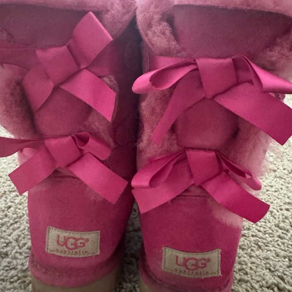 Uggs Bailey bow hot pink boots - image 2