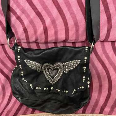 Leatherock Black Leather USA Shoulder Studded Fly… - image 1