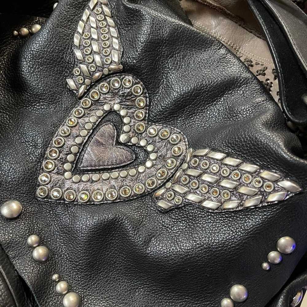 Leatherock Black Leather USA Shoulder Studded Fly… - image 4