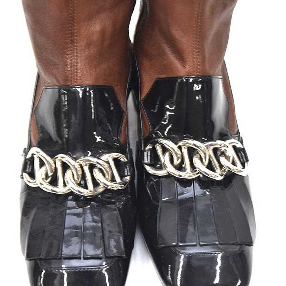 Prada Chain Fringe Square Toe Long Boots 35 (appr… - image 11