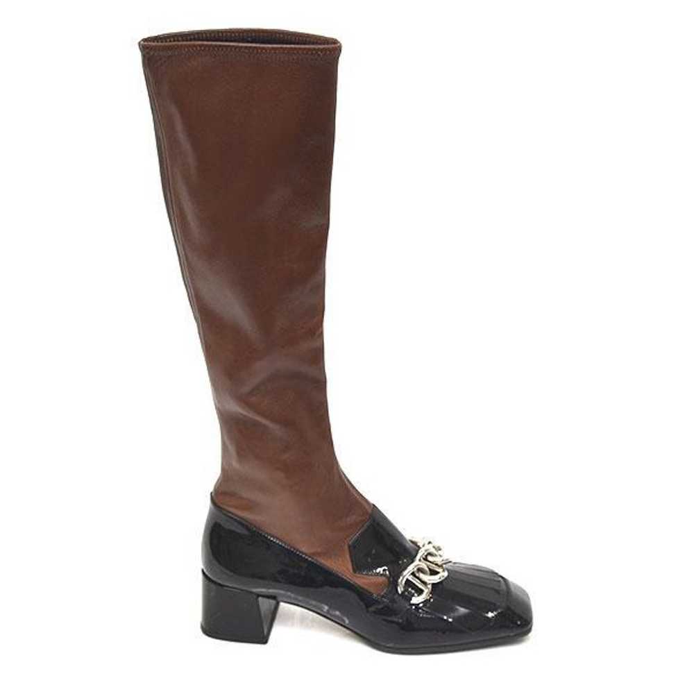 Prada Chain Fringe Square Toe Long Boots 35 (appr… - image 2