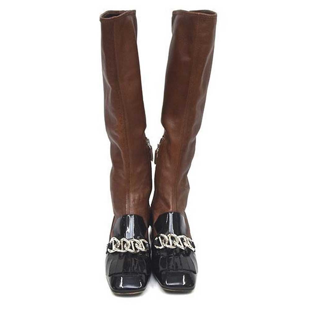 Prada Chain Fringe Square Toe Long Boots 35 (appr… - image 5