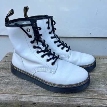 Dr Martens Zavala White Combat Boot Lace Up Chunky