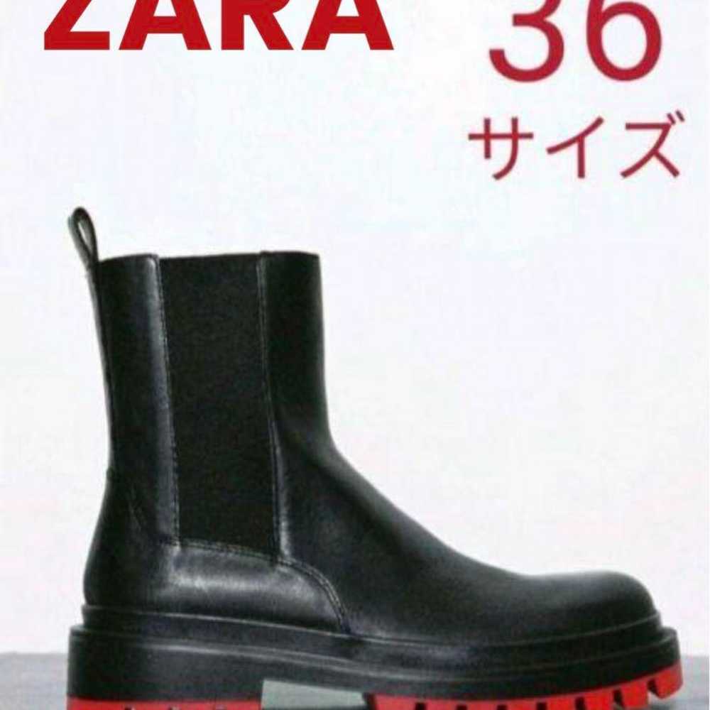 ZARA Thick Sole Leather Side Gore Boots Red Sole … - image 1