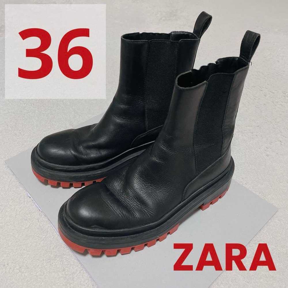 ZARA Thick Sole Leather Side Gore Boots Red Sole … - image 6