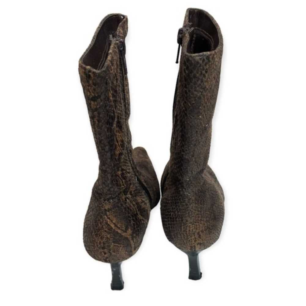 Fioni Vintage Pointy Toe Snakeskin Zip Up Ankle B… - image 3