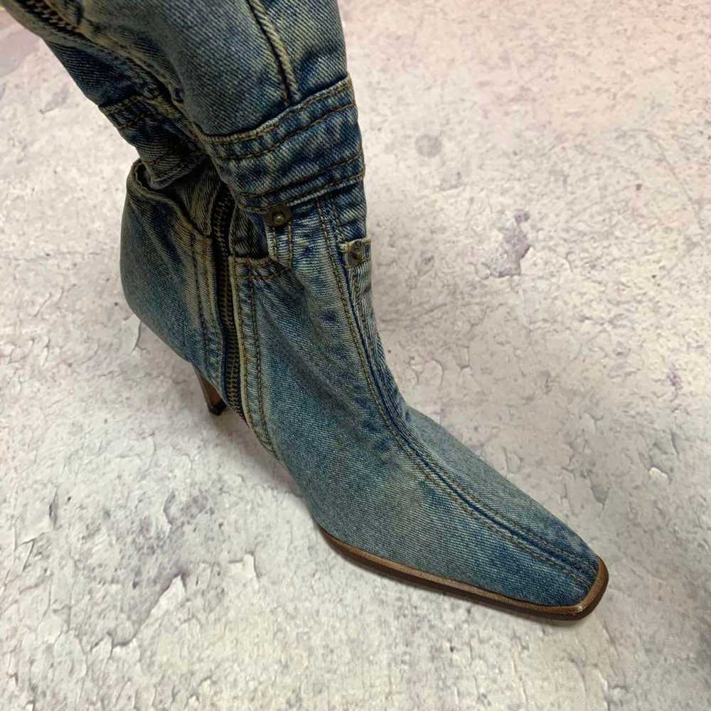 archive denim remake long boots y2k - image 3