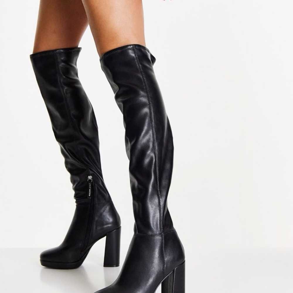 Steve Madden Magnifico heeled thigh boots in blac… - image 3