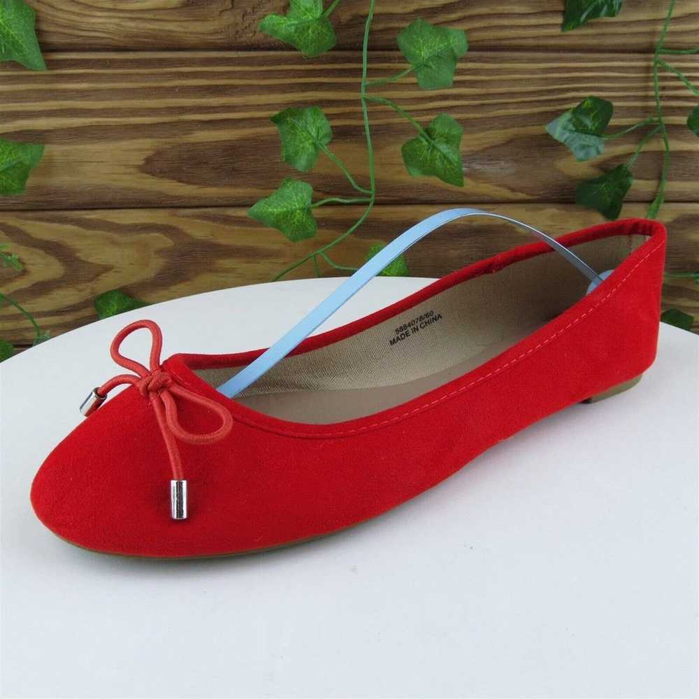 New Look Size 8 Flat Shoes Red Fabric Women M - image 1