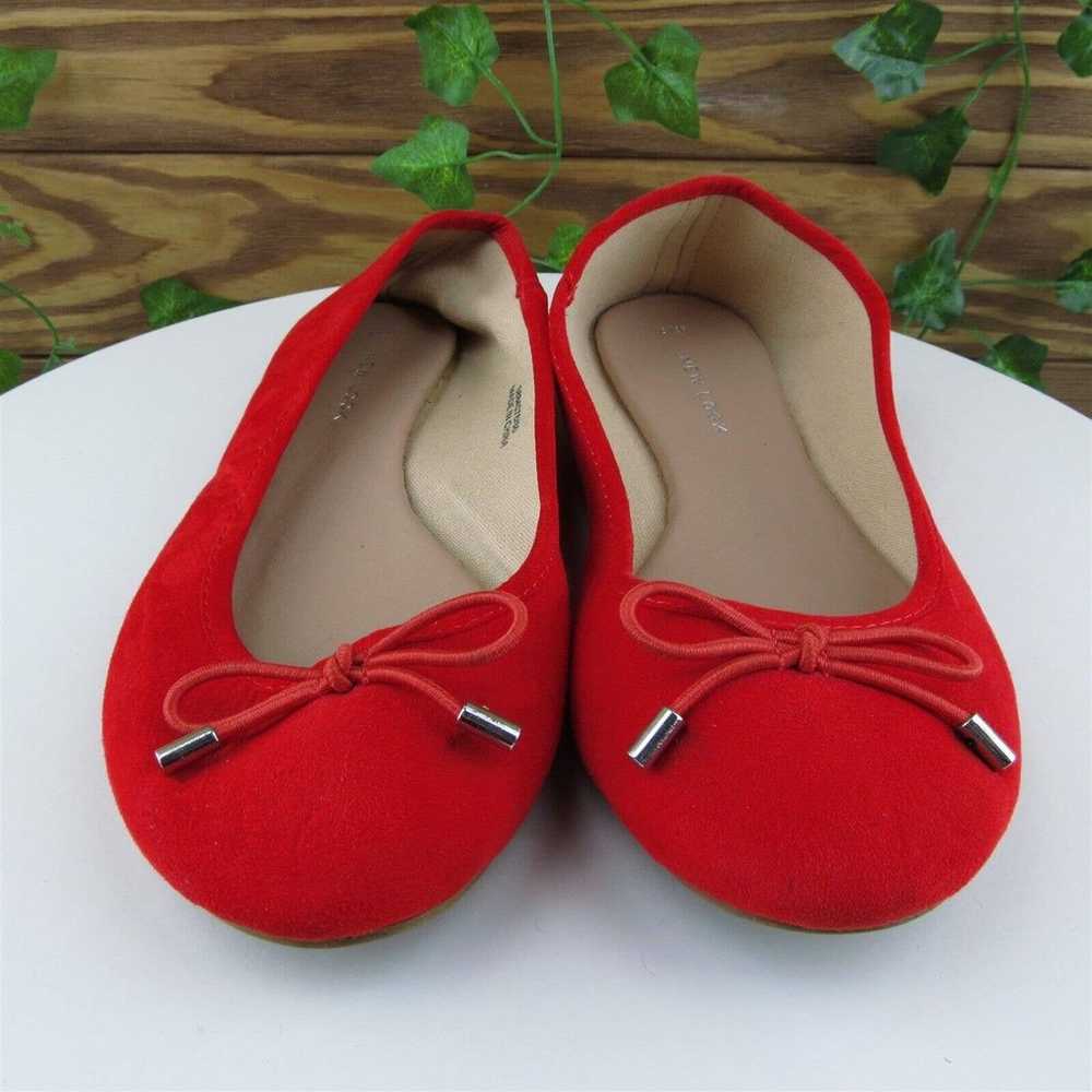 New Look Size 8 Flat Shoes Red Fabric Women M - image 3