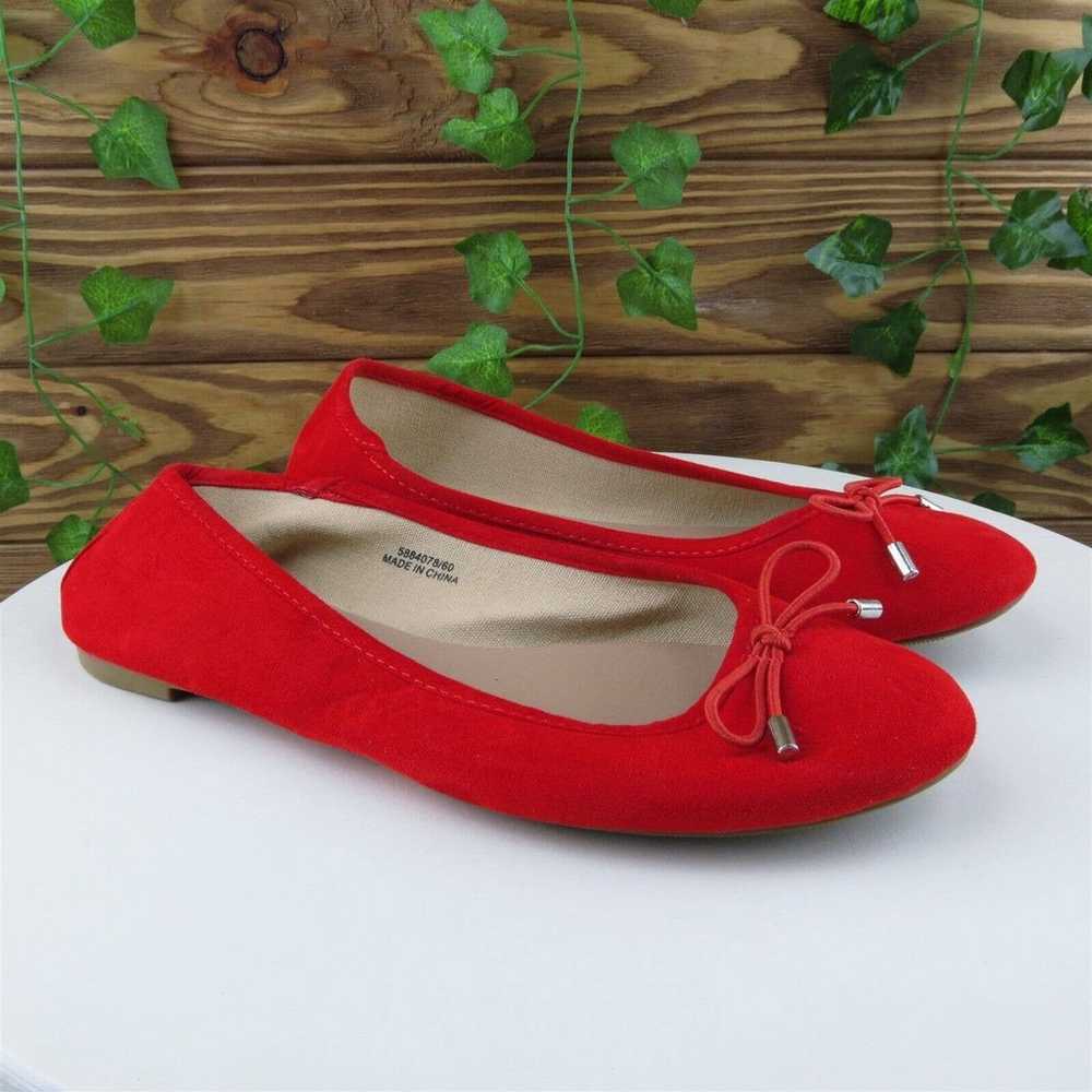 New Look Size 8 Flat Shoes Red Fabric Women M - image 4