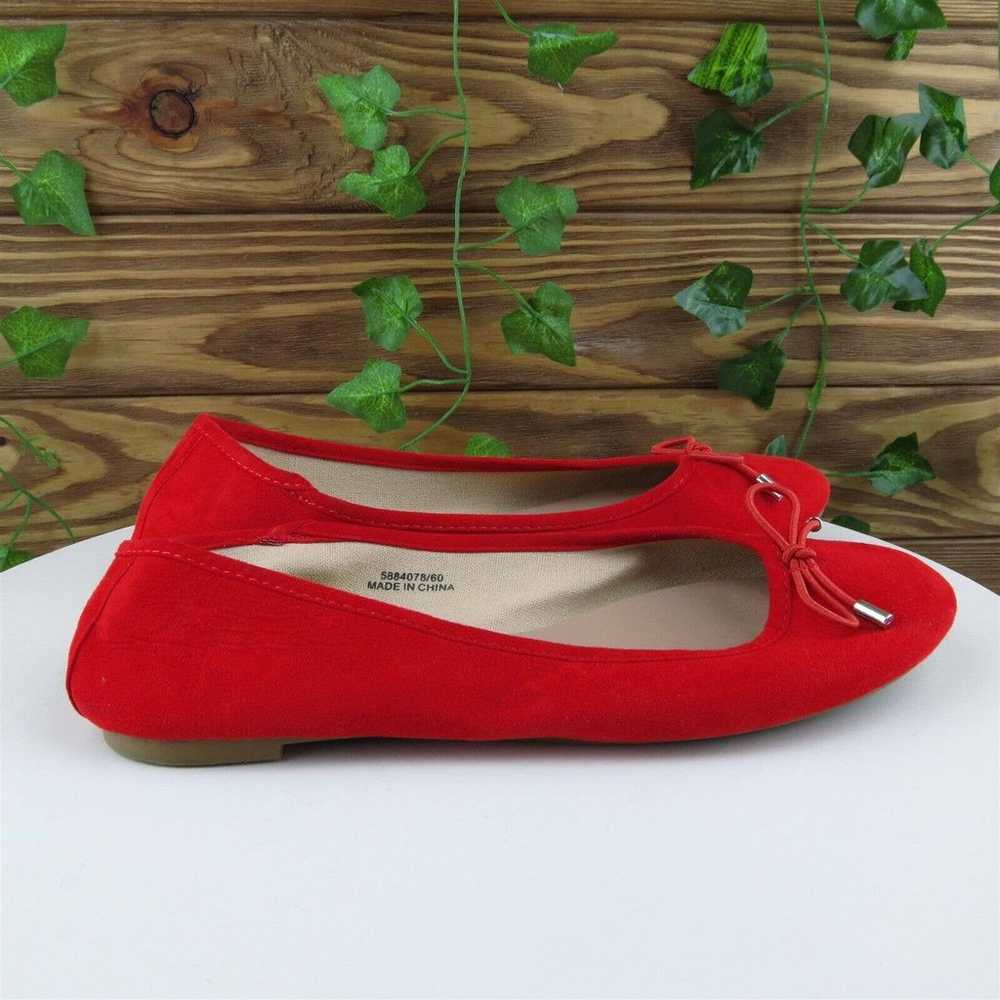 New Look Size 8 Flat Shoes Red Fabric Women M - image 5