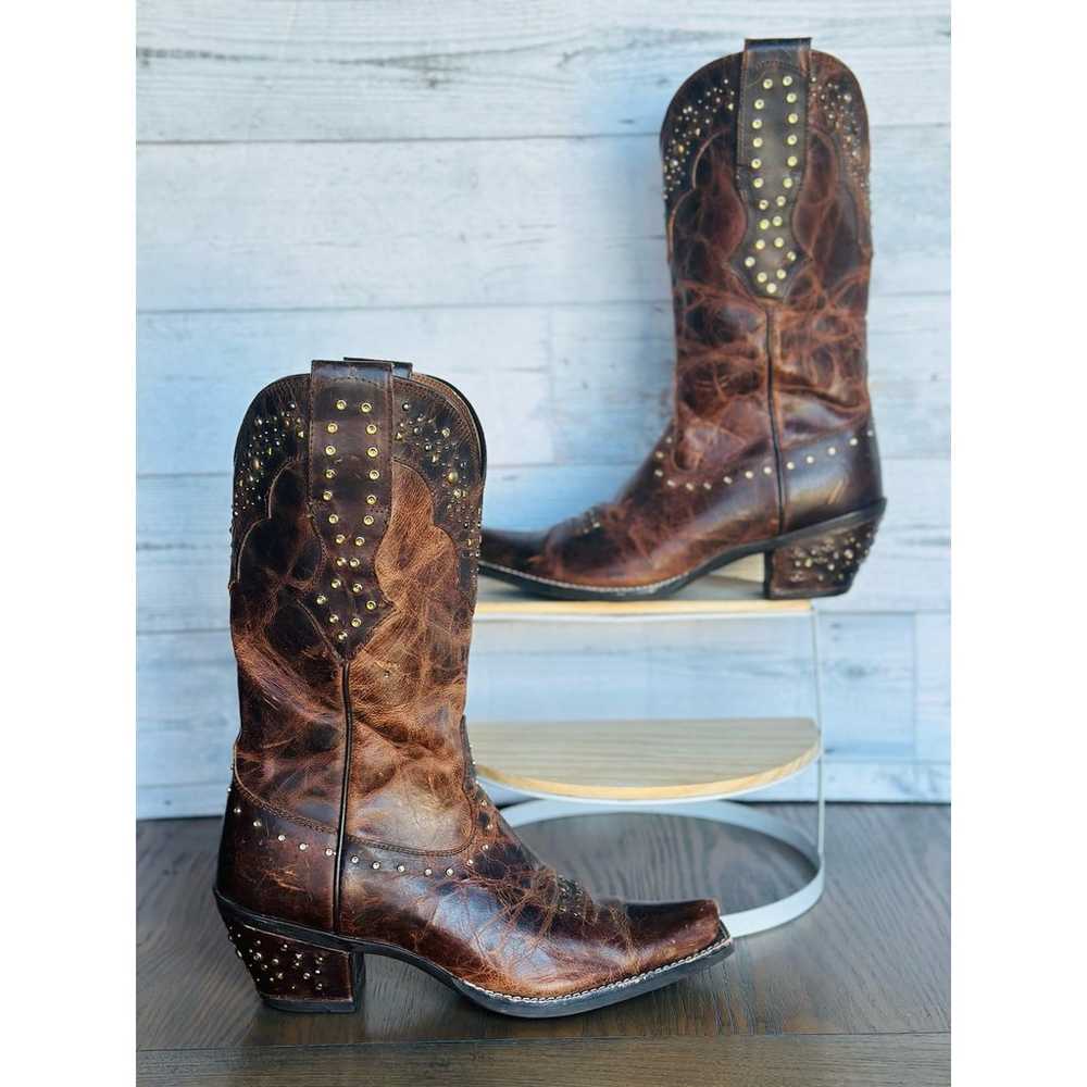 ARIAT Brown Leather Sassy Rhinestone Cowgirl Boot… - image 2