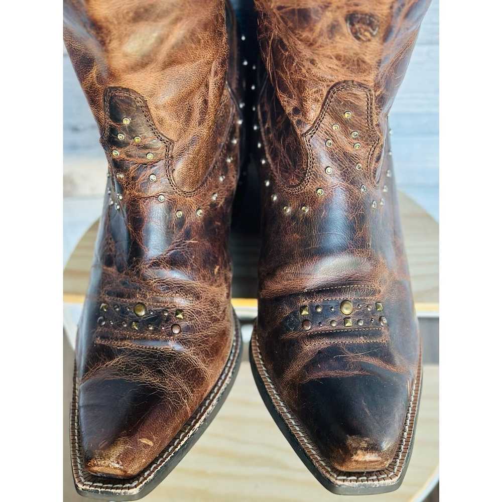 ARIAT Brown Leather Sassy Rhinestone Cowgirl Boot… - image 3