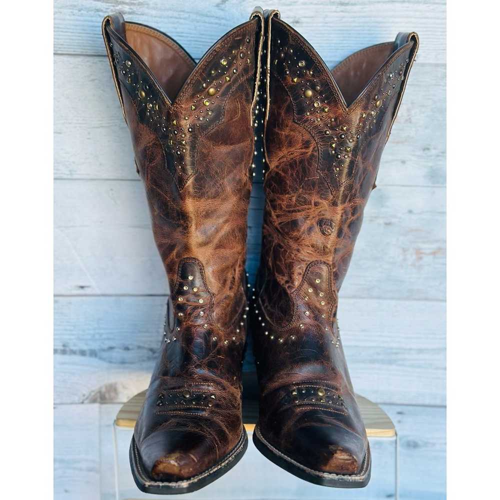 ARIAT Brown Leather Sassy Rhinestone Cowgirl Boot… - image 4