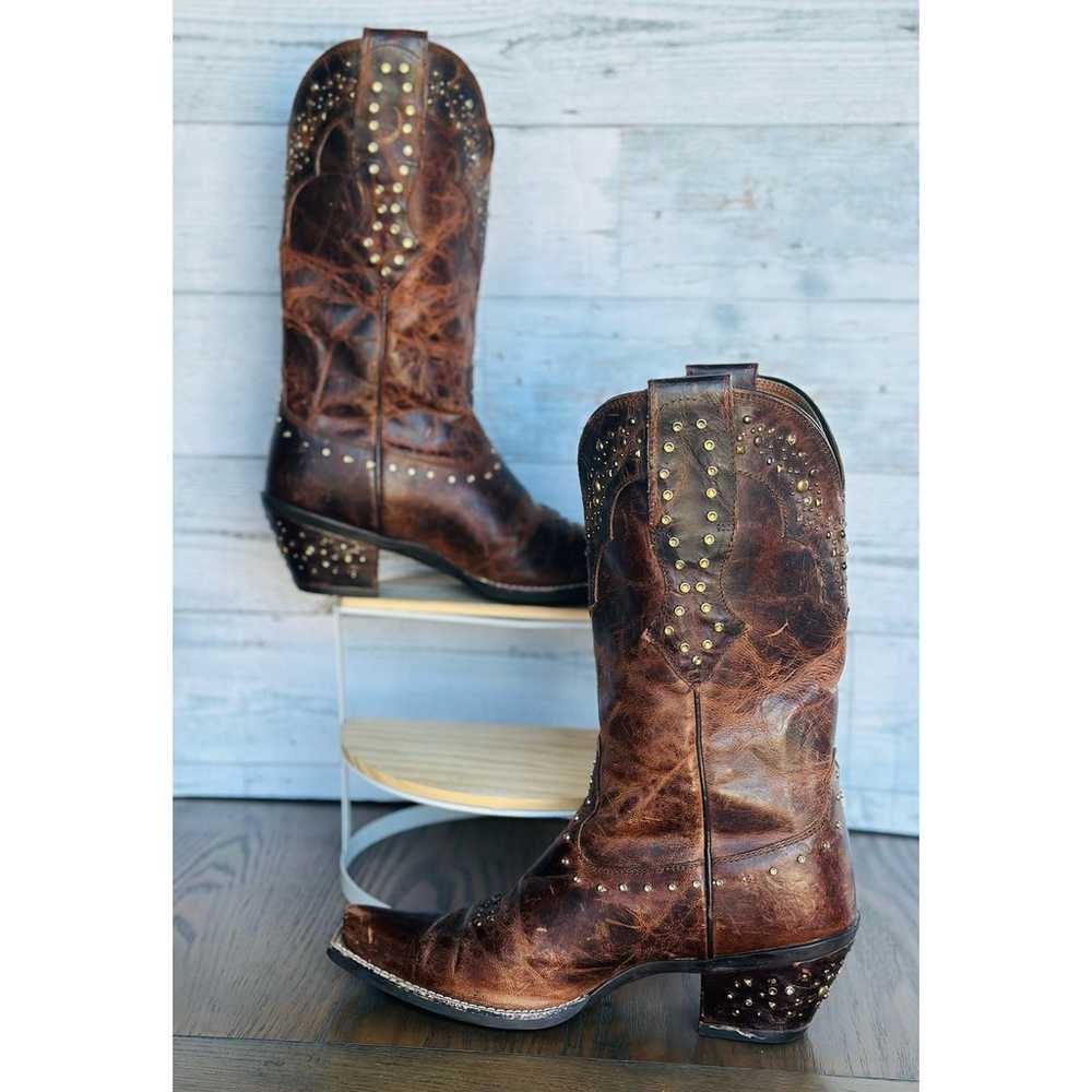 ARIAT Brown Leather Sassy Rhinestone Cowgirl Boot… - image 5