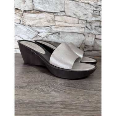 New Vintage Y2K Nine West Silver Leather Wedges Si