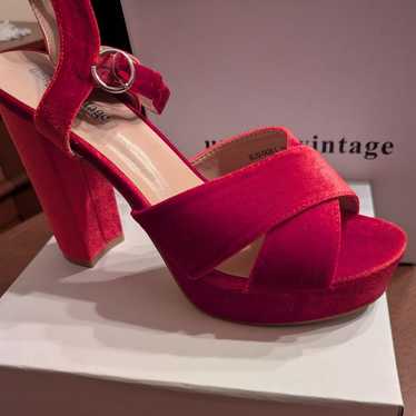 Red Velvet Platform Heels - image 1