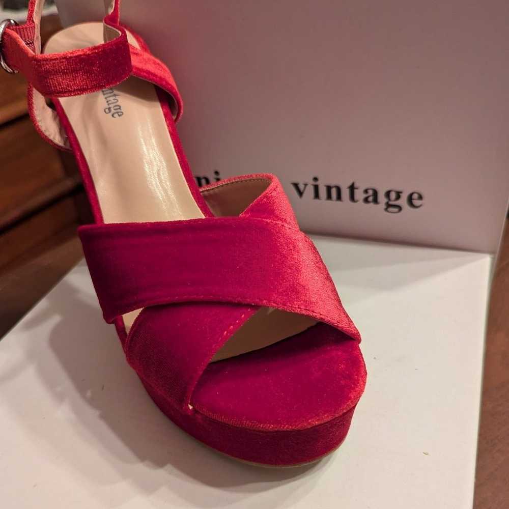 Red Velvet Platform Heels - image 2