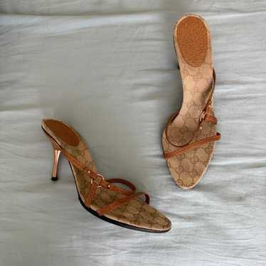 Vintage Gucci Monogram Brown Heels - image 1