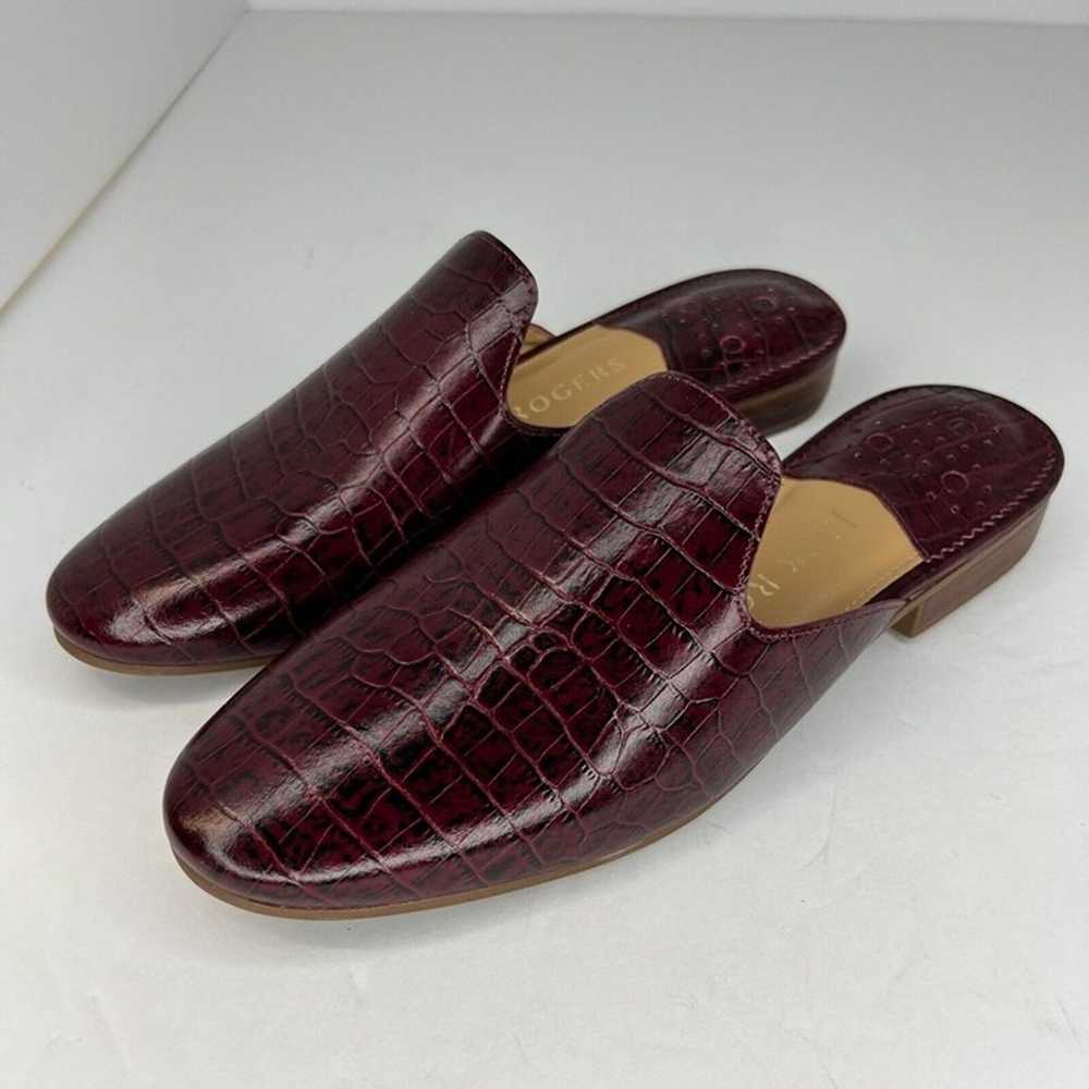 Jack Rogers Womens Maroon Delaney Croc Leather Sl… - image 1