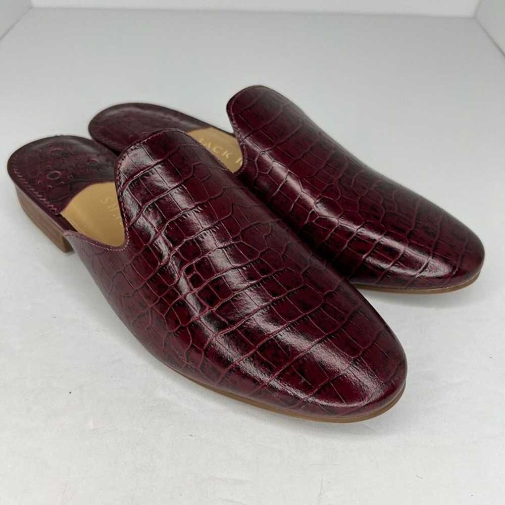 Jack Rogers Womens Maroon Delaney Croc Leather Sl… - image 2