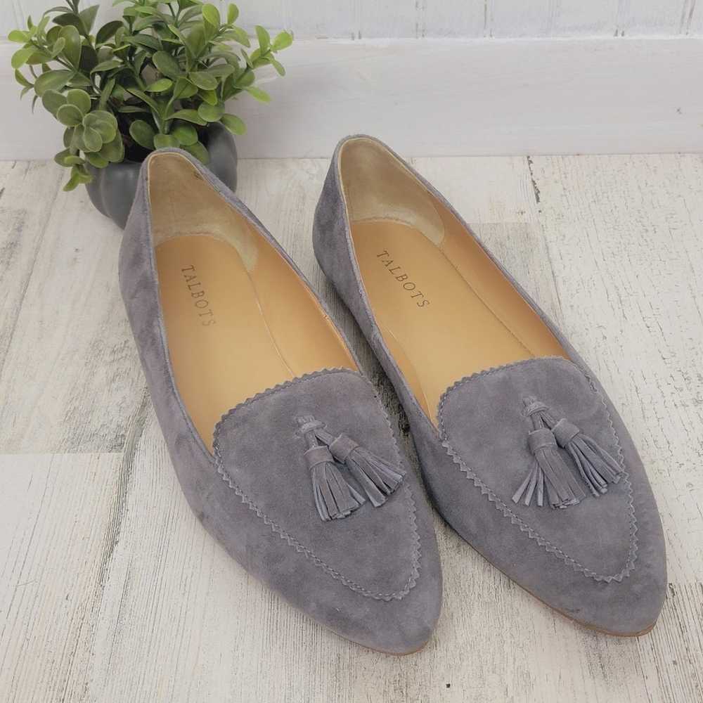 Talbots Grey Tassel Suede Driving Flats Size 9.5 - image 1