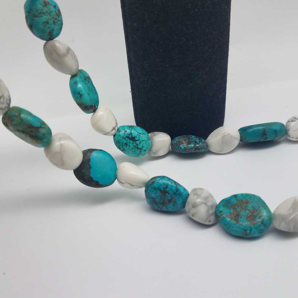 Sterling Silver Turquoise Howlite 19" Necklace 93… - image 2