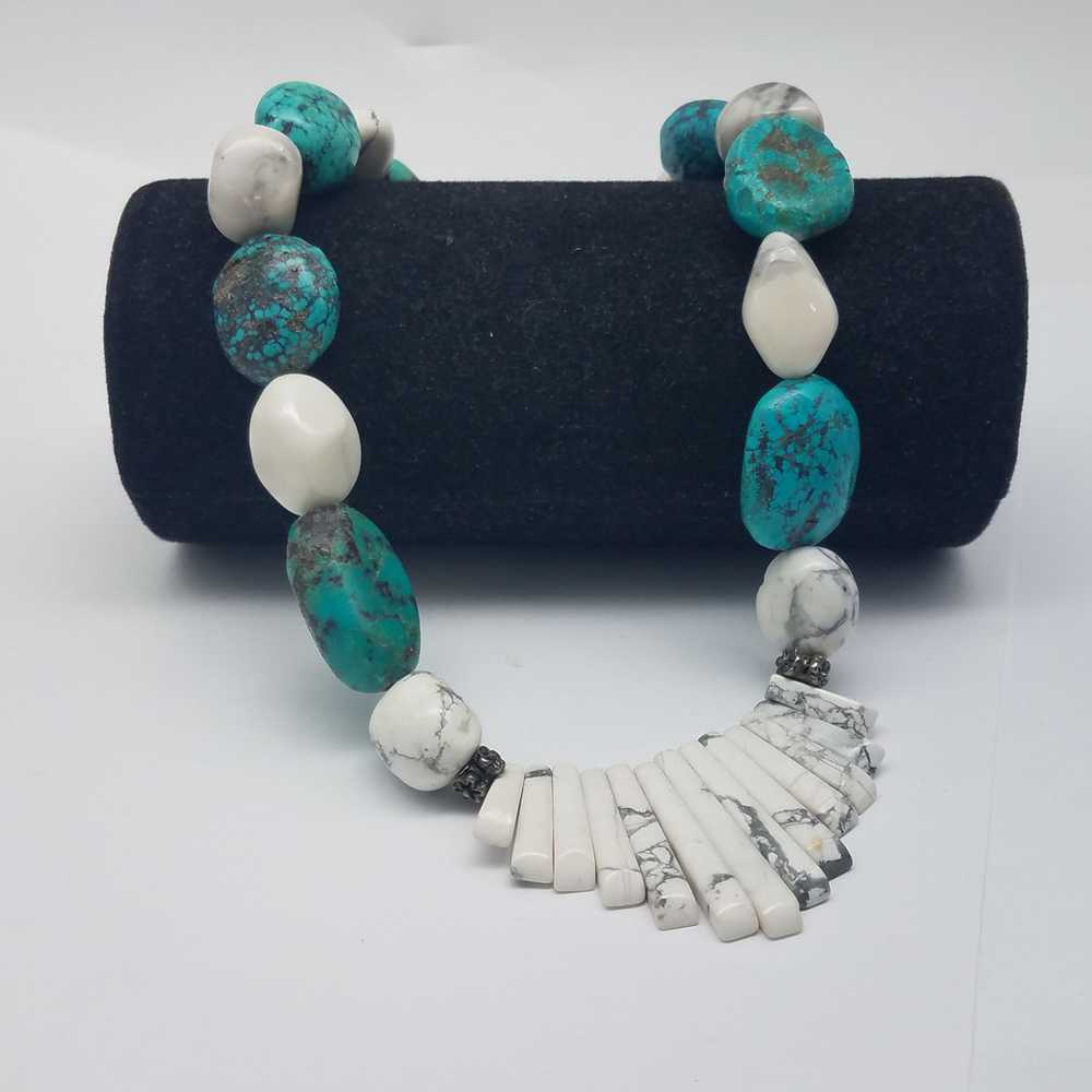 Sterling Silver Turquoise Howlite 19" Necklace 93… - image 3