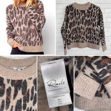 Rails Lana Spotted Hazel leopard print wool alpaca popular blend crewneck sweater M