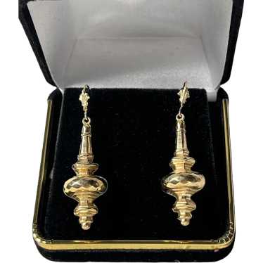 9 KT Gold Fancy Ear Drop Pendants-English Estate - image 1