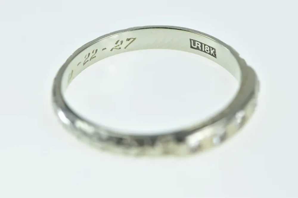 18K 1920's Diamond Engraved Wedding Band Ring Siz… - image 3