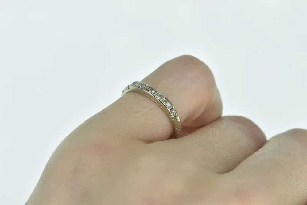 18K 1920's Diamond Engraved Wedding Band Ring Siz… - image 5