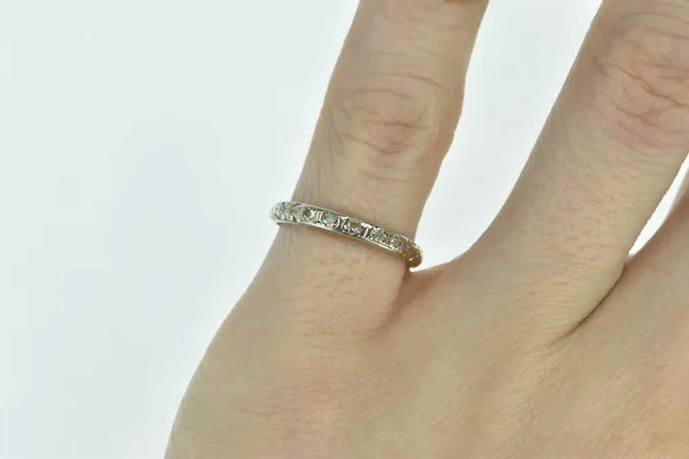 18K 1920's Diamond Engraved Wedding Band Ring Siz… - image 6