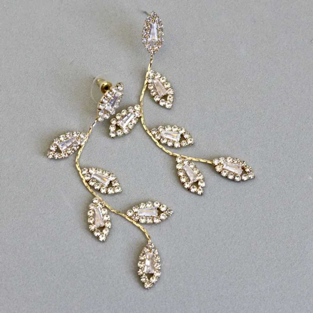 Lovely Cascading Rhinestone "Leaves" on Thin Gold… - image 2