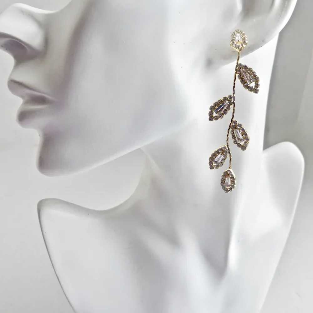 Lovely Cascading Rhinestone "Leaves" on Thin Gold… - image 3