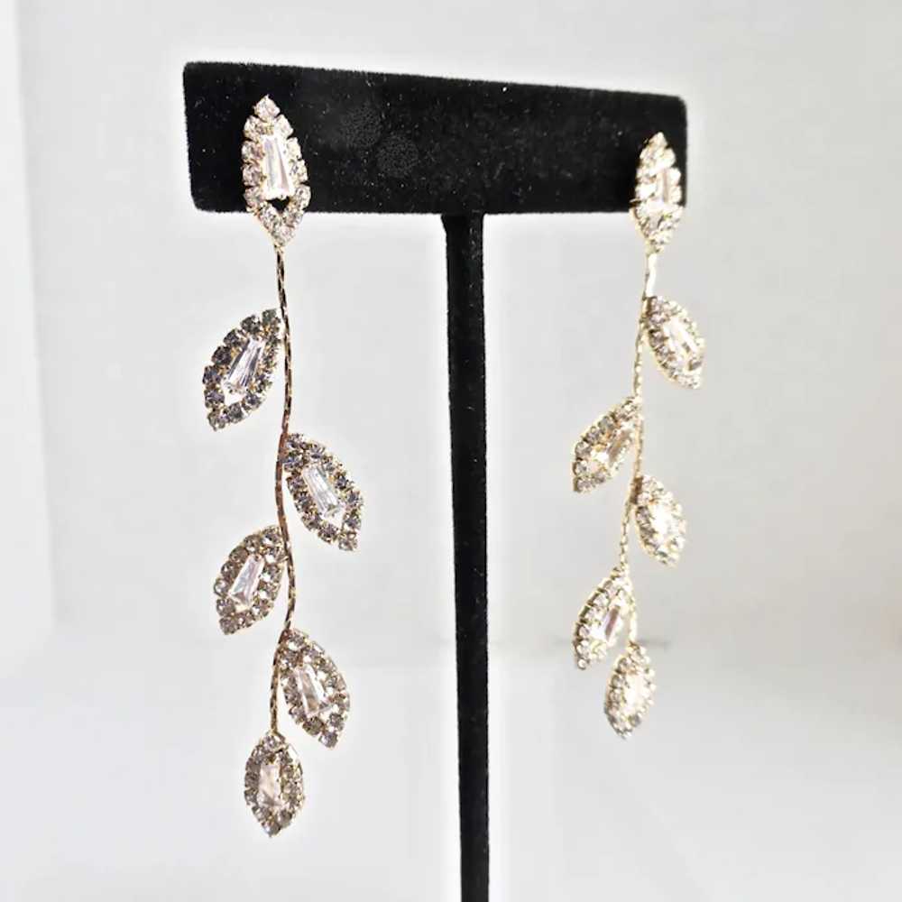 Lovely Cascading Rhinestone "Leaves" on Thin Gold… - image 4