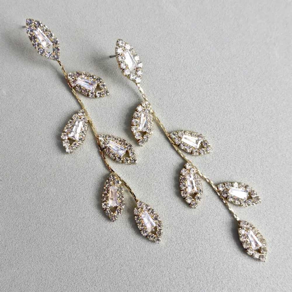 Lovely Cascading Rhinestone "Leaves" on Thin Gold… - image 5