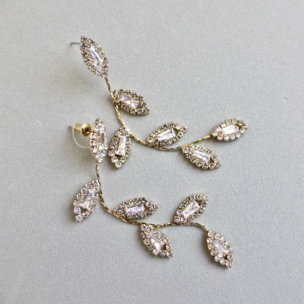 Lovely Cascading Rhinestone "Leaves" on Thin Gold… - image 8