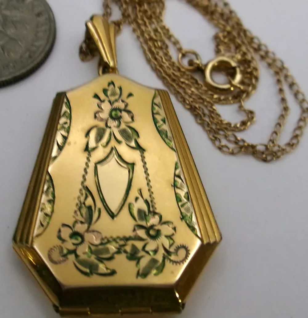 1930s vintage Engraved gold filled Locket - image 5