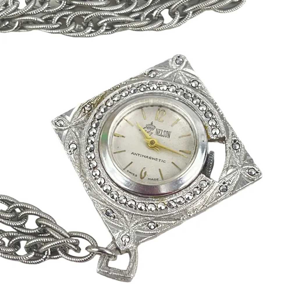 Vintage Nelson Antimagnetic Silver Pocket Watch N… - image 2