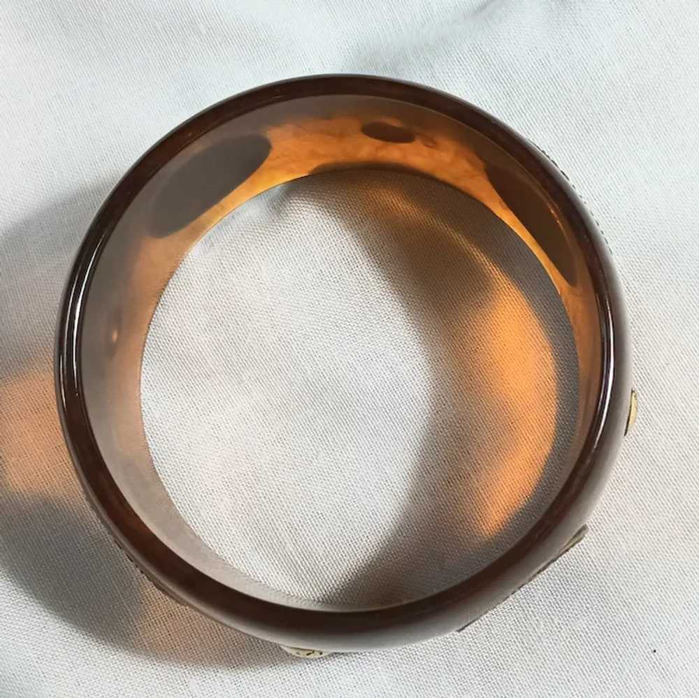 Bakelite bangle bracelet marbled rootbeer faux me… - image 6