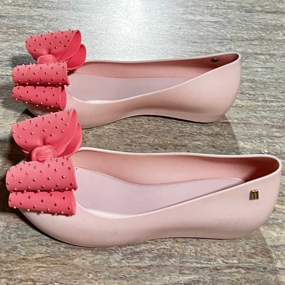 Melissa pink slip on shoes with bow with gold col… - image 3