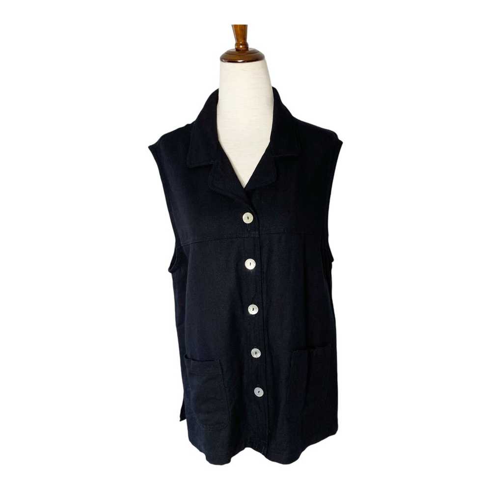 Vintage Talbots linen sleeveless button up blouse… - image 1