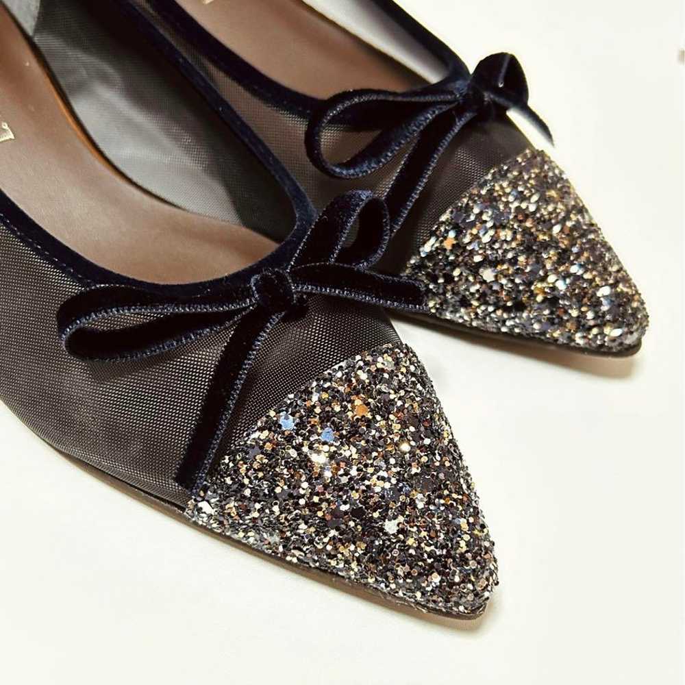 LE TALON Black Glitter Pointed Toe Flat Shoes - image 2