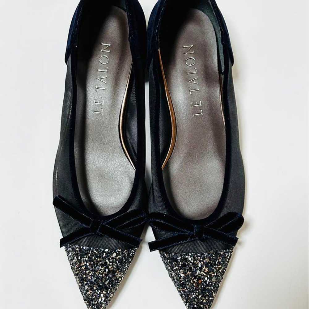 LE TALON Black Glitter Pointed Toe Flat Shoes - image 3