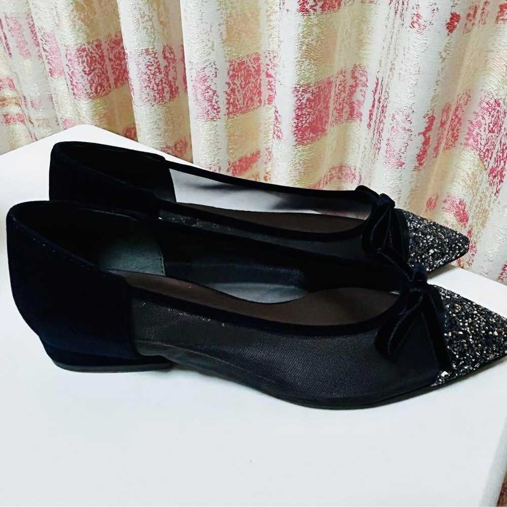 LE TALON Black Glitter Pointed Toe Flat Shoes - image 4