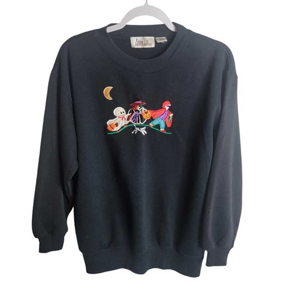 Vintage 90s Embroidered Halloween Crewneck Sweats… - image 1