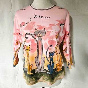 Jess & Jane Vintage  Meow Meow Pink Embellished C… - image 1