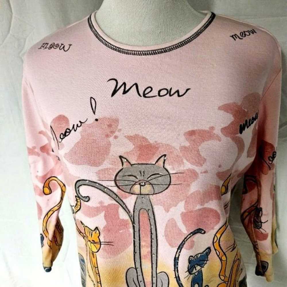 Jess & Jane Vintage  Meow Meow Pink Embellished C… - image 2